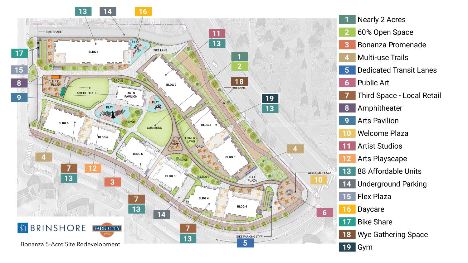 5-Acre Site Overview map of design elements